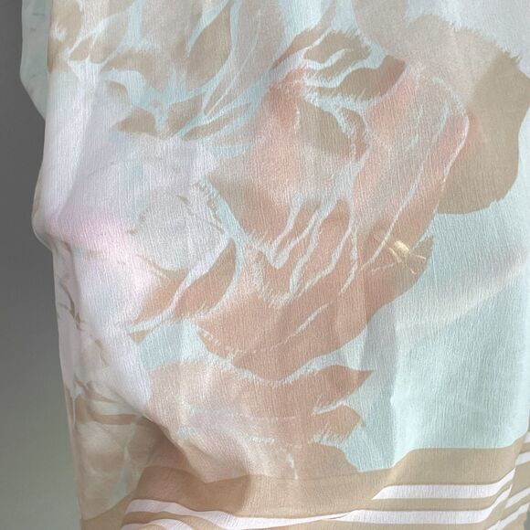 Chico's Chiffon Blouse Poncho Size S/M Floral Oversized Semi Sheer Top Cover - Picture 10 of 14